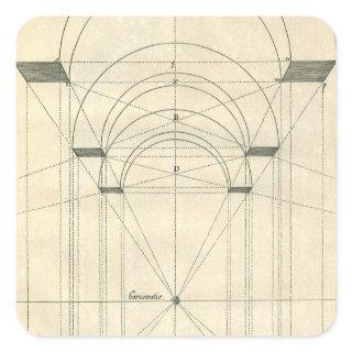 Vintage Architecture, Renaissance Arch Perspective Square Sticker