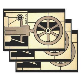 Vintage Art Deco Business Wheel and Machine Worker  Sheets