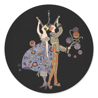 Vintage Art Deco Party Goers WW1 Classic Round Sticker