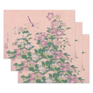 Vintage Art Dragonfly and Flowers Painting  Sheets