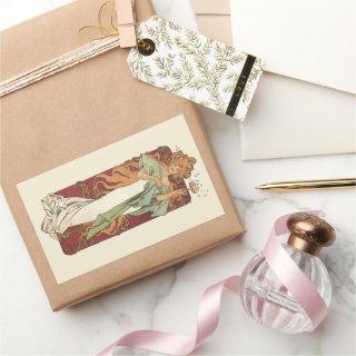 Vintage Art Nouveau, Champagne by Alphonse Mucha Rectangular Sticker