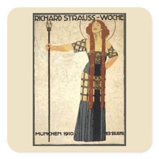 Vintage Art Nouveau Richard Strauss-Woche, Munich Square Sticker