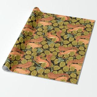 Vintage Art Nouveau Squirrels In Trees Pattern