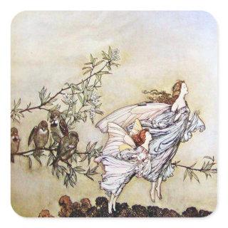 Vintage Arthur Rackham Fairies Square Sticker