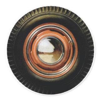 Vintage Automobile Tire Baby Moon Hubcap Classic Round Sticker