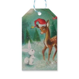 Vintage Baby Christmas Deer And Bunny Gift Tags