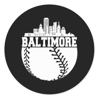 Vintage Baltimore Baseball Maryland Skyline Classic Round Sticker