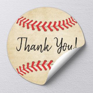 Vintage Baseball Sport Theme All Star Thank You Classic Round Sticker