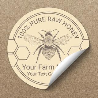 Vintage Bee Honey Jar Apiary Beekeeper Farm Classic Round Sticker
