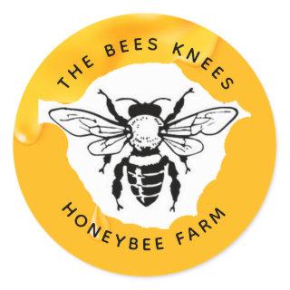 Vintage Bee Logo Rustic Honeybee Beekeeper Classic Classic Round Sticker