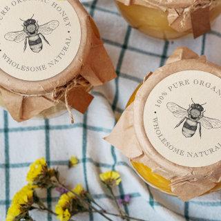 Vintage Bee | Organic Honey | Retro Classic Round Sticker