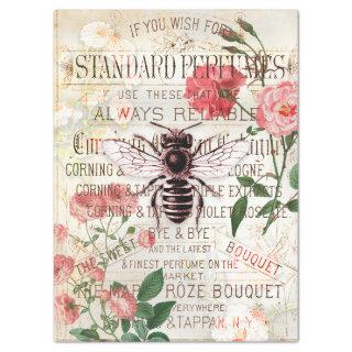 Vintage Bee Rose Bouquet Ephemera Decoupage Tissue Paper