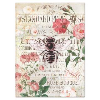 Vintage Bee Rose Bouquet Ephemera Decoupage Tissue Paper