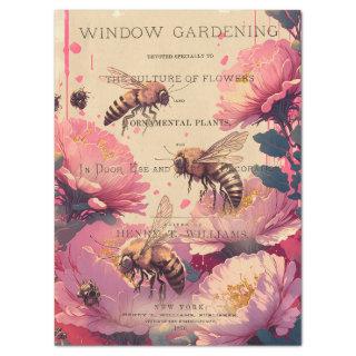 Vintage Bee Rose Bouquet Ephemera Decoupage Tissue Tissue Paper