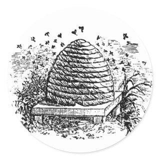 Vintage Beehive Honey Bees Beekeeping Classic Round Sticker