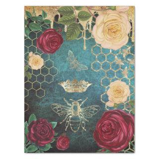 vintage bees and roses tissue paper
