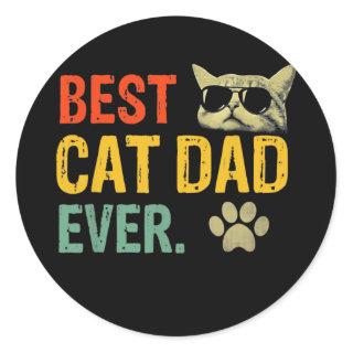 Vintage Best Cat Dad Ever Cat Daddy Gifts For Classic Round Sticker