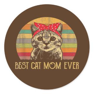 Vintage Best Cat Mom Ever Mother's Day Gift  Classic Round Sticker