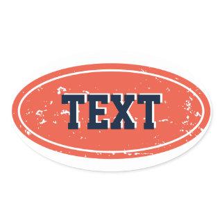 Vintage big oval logo stickers with custom text