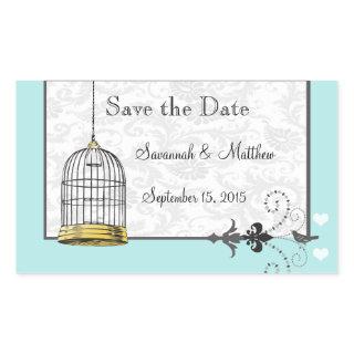 Vintage Bird Cage Musical Love Bird Weddings Rectangular Sticker