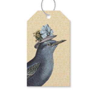 Vintage Bird Wearing a Blue Bonnet Gift Tags