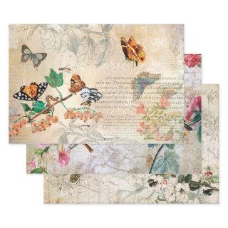 Vintage Birds, Bees & Butterfly Ephemera Decoupage  Sheets