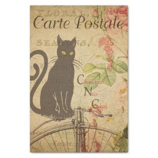 Vintage Black Cat on a Postcard Decoupage Tissue P Tissue Paper