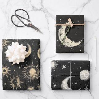 Vintage Black Chalkboard Night Sky Stars & Moons  Sheets