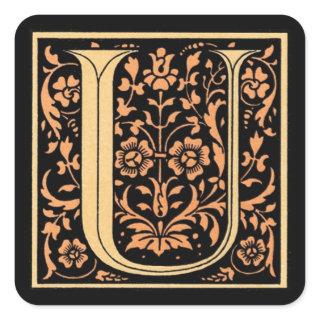Vintage Black & Gold Letter ‘U’ - Sticker