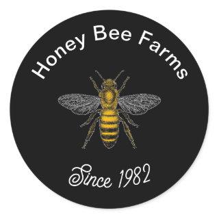 Vintage Black Honey Bee Label Sticker