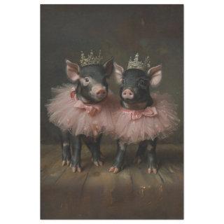 Vintage Black Pigs in Tutu's Decoupage  Tissue Paper