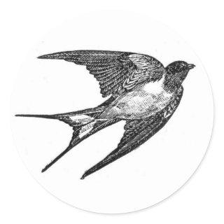 Vintage Black Swallow Design Classic Round Sticker