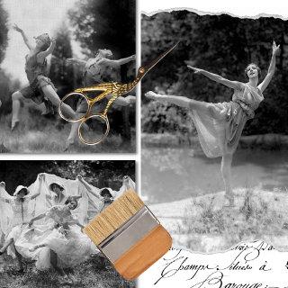 Vintage Black & White Decoupage Ballerina   Sheets