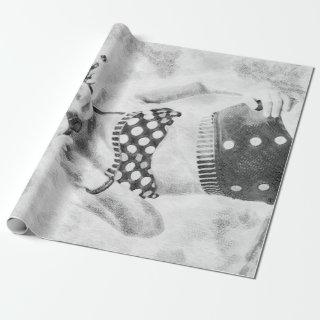 Vintage Black White Retro Girl Polka Dot Bikini