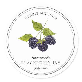 Vintage Blackberry on white Jam  Classic Round Sticker