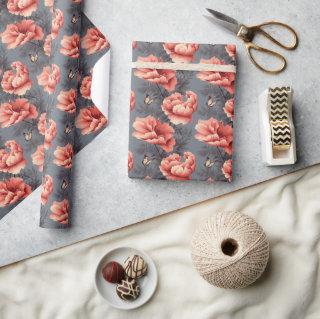 Vintage blooming peonies with butterflies muted