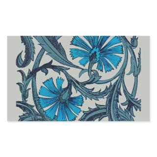 vintage blue antique flower arts crafts rustic rectangular sticker