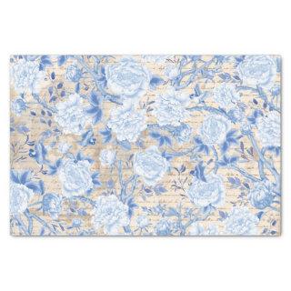 Vintage Blue Chinoiserie Bird & Floral Decoupage Tissue Paper