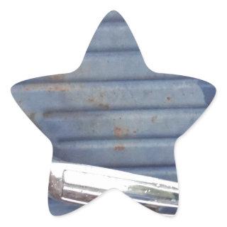 Vintage Blue Door, Silver Handle Star Sticker