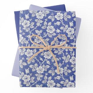 Vintage blue floral lace botanical pattern  sheets
