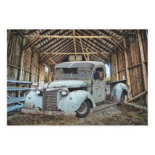 Vintage Blue Truck Rustic Barn  Sheets