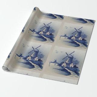 Vintage Blue White Delft Windmill