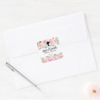 Vintage Blush Pink Floral Regency Bridal Shower Square Sticker