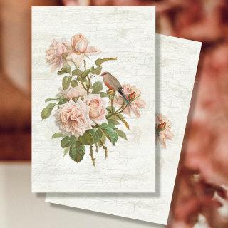 Vintage Botanical Flowers Birds Ephemera Decoupage Tissue Paper