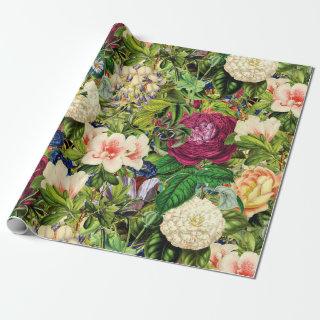 Vintage Botanical Garden With Bees and Butterflies