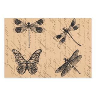 Vintage Botanical Grunge Butterfly Dragonfly  Sheets