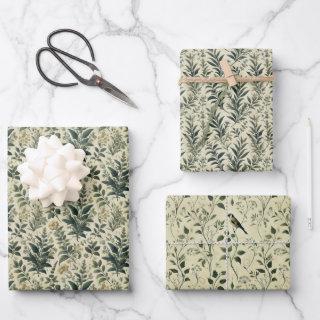 Vintage Botanical Ivory/Sage Wrap Decoupage Papers  Sheets