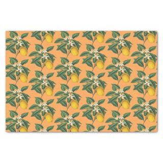 Vintage Botanical Lemon Fruit Blossom Orange Tissue Paper