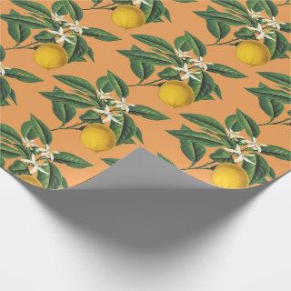 Vintage Botanical Lemon Fruit Blossom Orange
