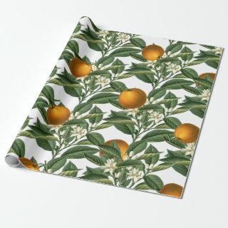 Vintage Botanical Orange Fruit Blossom Pattern